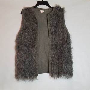 Xhilaration Gray Faux Fur Vest Size L